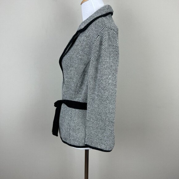 Classiques Entier Cardigan Sweater Jacket Womens Small Black White Belted Office - Picture 8 of 16